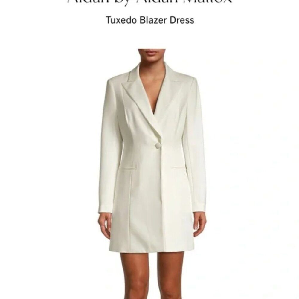 Aidan by Aidan Mattox White Tuxedo Blazer Dress | Size 4